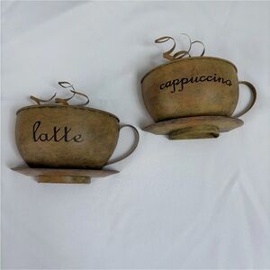 Decorative Metal Wall Cappucino and Latte Cup Wall Decor